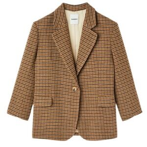 Sandro Brown Plaid Blazer